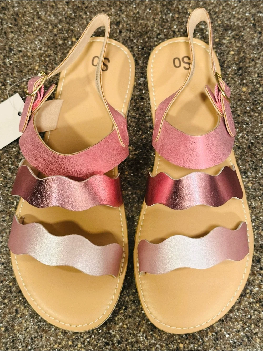 Kohl's Big Kid Size 6, Pink Ombre Wavy Strap Slingback Sandals